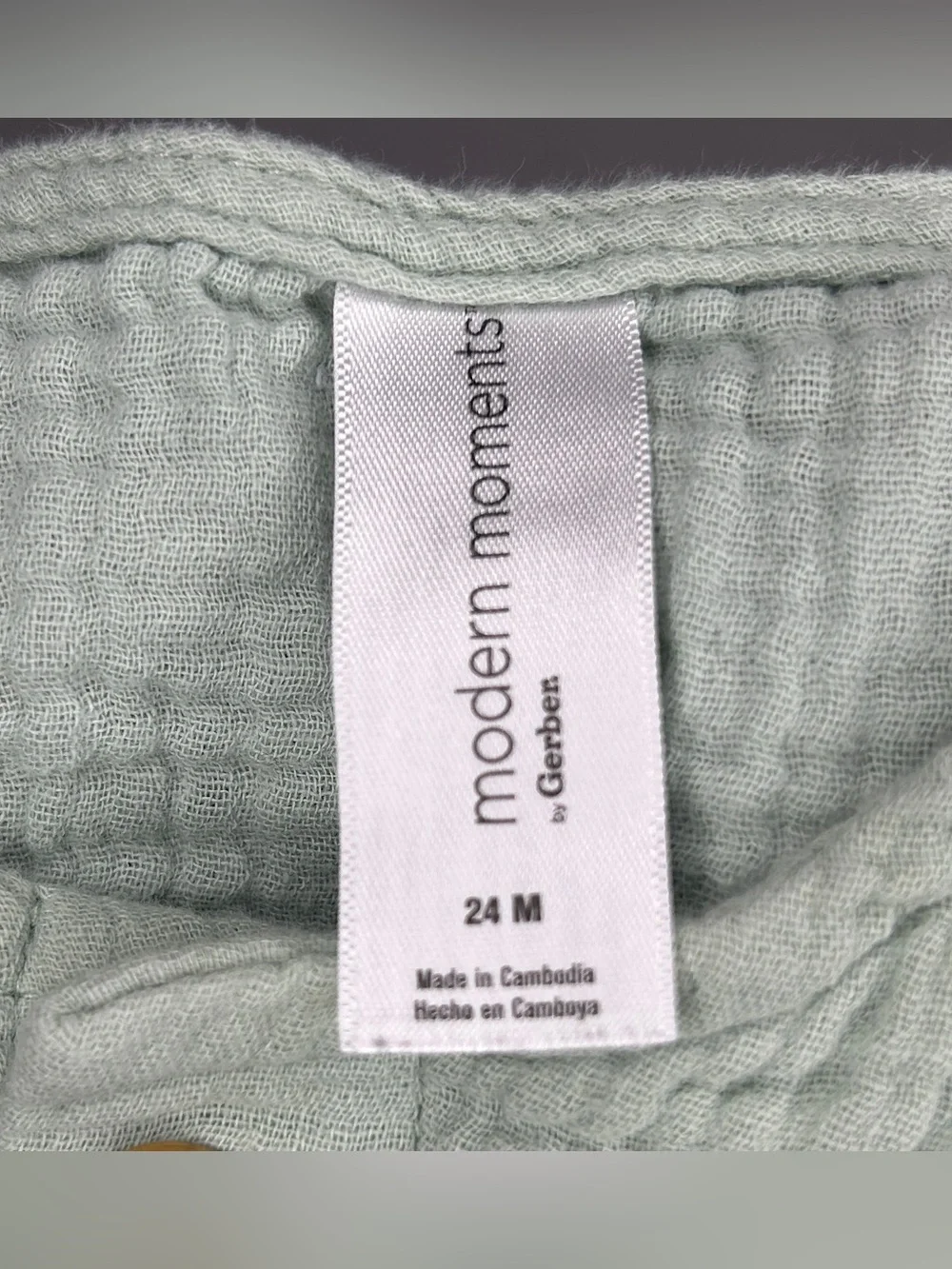 Modern Moments by Gerber 24 Months 100% Cotton Mint Green Button Front Tank